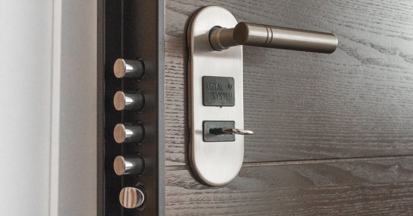 Home Security - Deadlock With Key on Hole