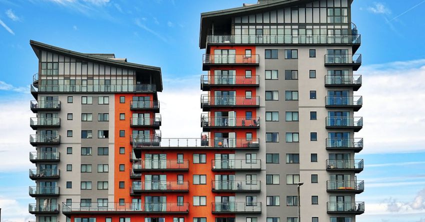 Apartment - Gray, Red, and Orange Concrete Building