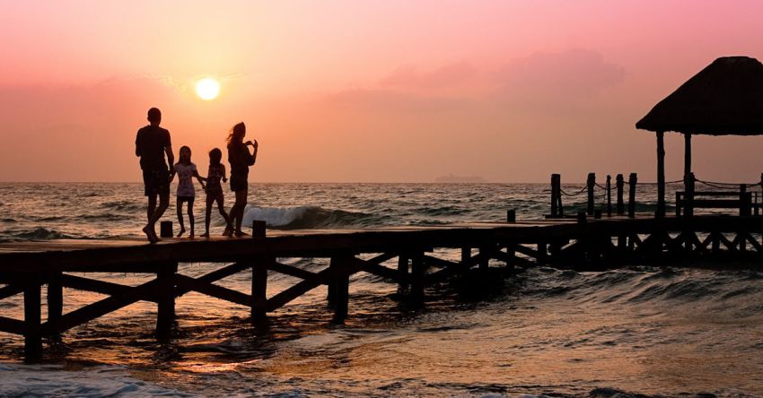 Family Trip - People Standing on Dock during Sunrise